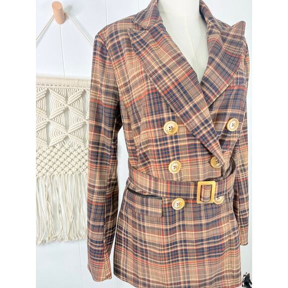 Free People Emily Plaid Blazer Jacket Small Preppy Academia Eclectic Grandpa - Picture 7 of 12